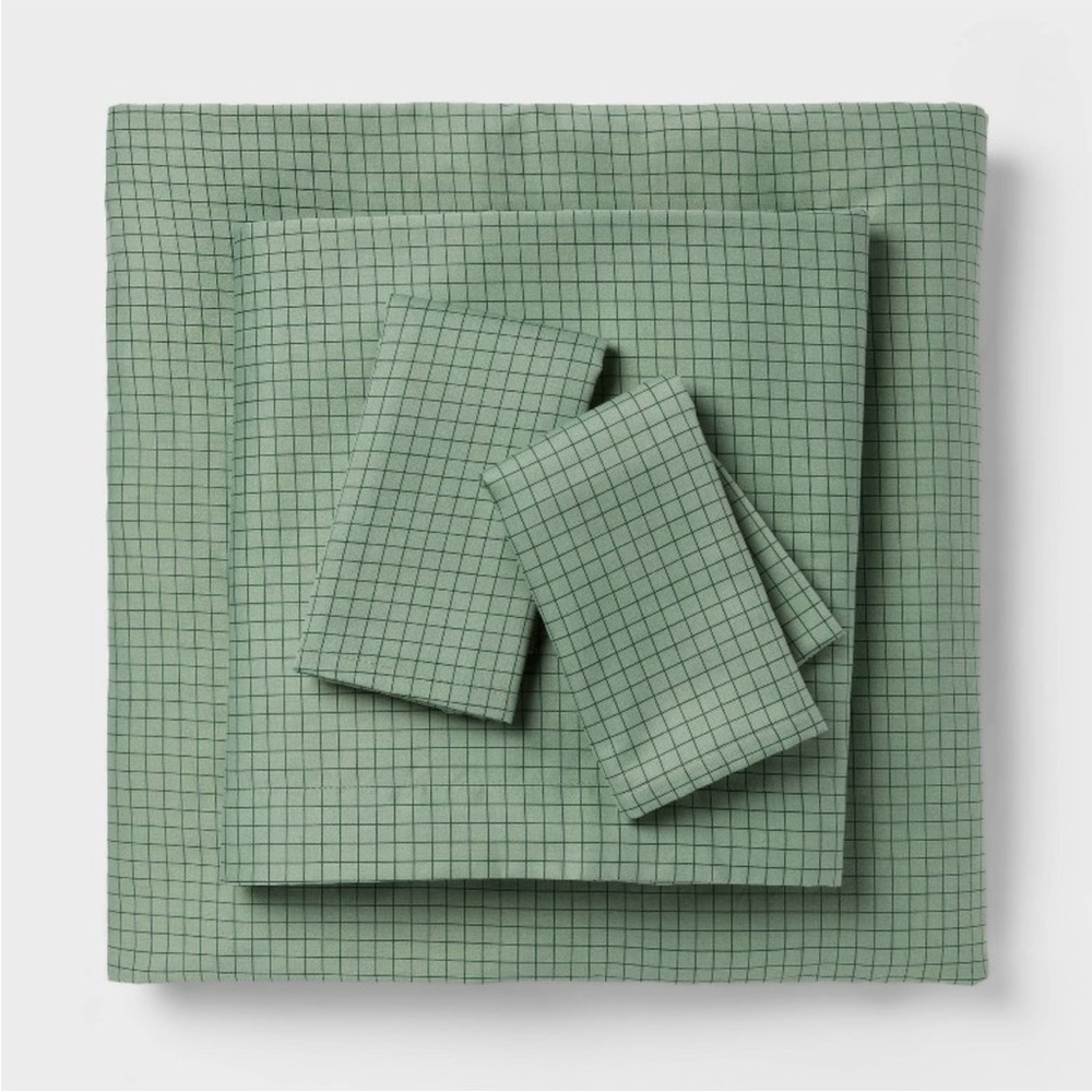 Room Essentials Sage Checkered Sheet Set